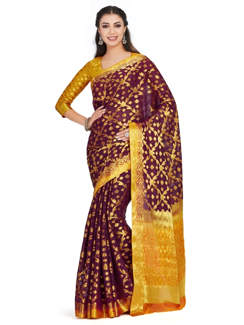 

MIMOSA Purple Poly Chiffon Woven Design Kanjeevaram Saree