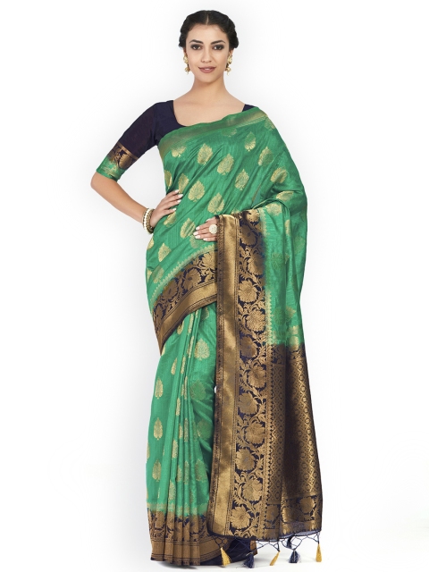 

MIMOSA Green & Gold-Coloured Art Silk Woven Design Kanjeevaram Saree