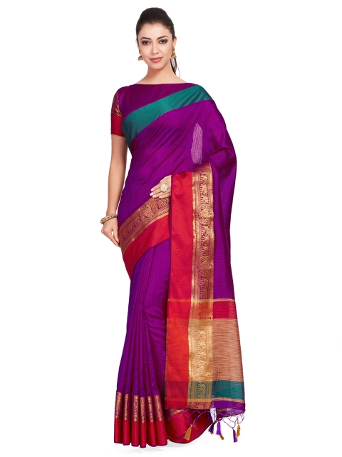 

MIMOSA Purple Art Silk Woven Design Kanjeevaram Saree