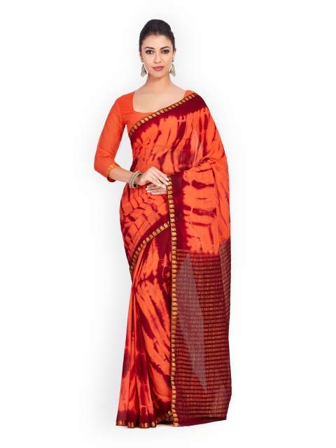 

MIMOSA Orange Poly Chiffon Dyed Saree