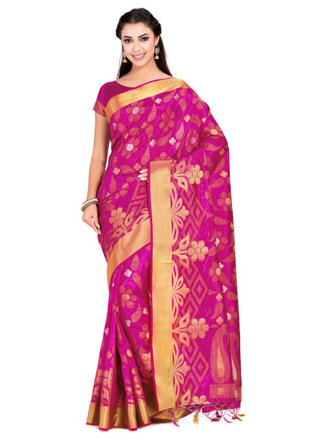 

MIMOSA Pink Art Silk Woven Design Kanjeevaram Saree