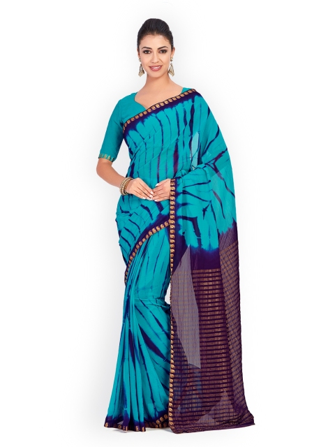 

MIMOSA Turquoise Blue Poly Chiffon Dyed Banarasi Saree