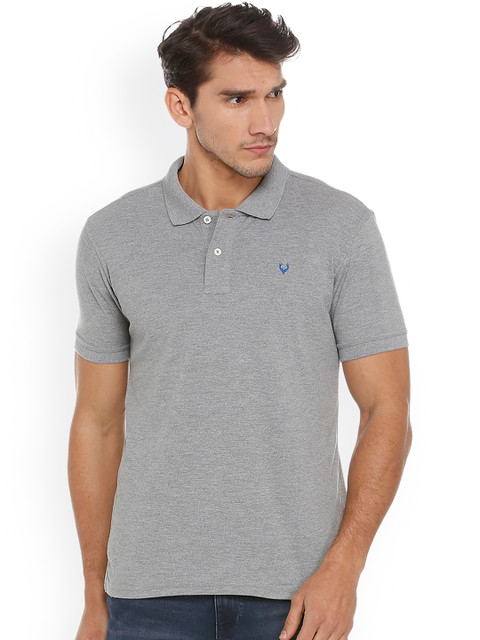 

Allen Solly Men Grey Solid Polo Collar T-shirt
