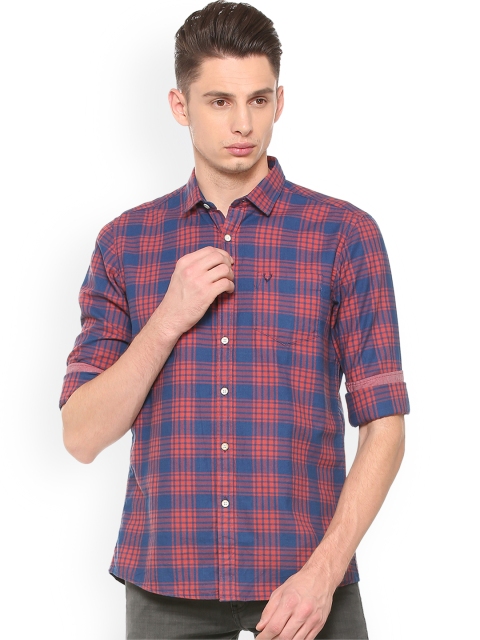 

Solly Jeans Co. Men Blue & Orange Regular Fit Checked Casual Shirt