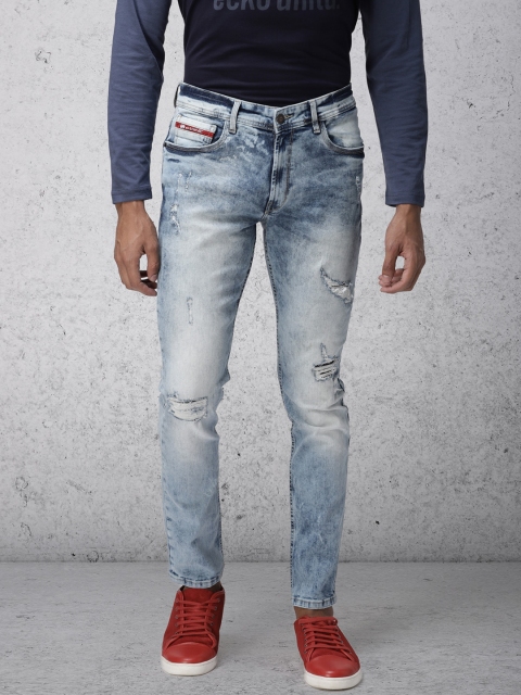 

Ecko Unltd Men Blue Super Slim Fit Mid-Rise Highly Distressed Stretchable Jeans