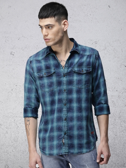 

Ecko Unltd Men Blue Slim Fit Checked Casual Shirt