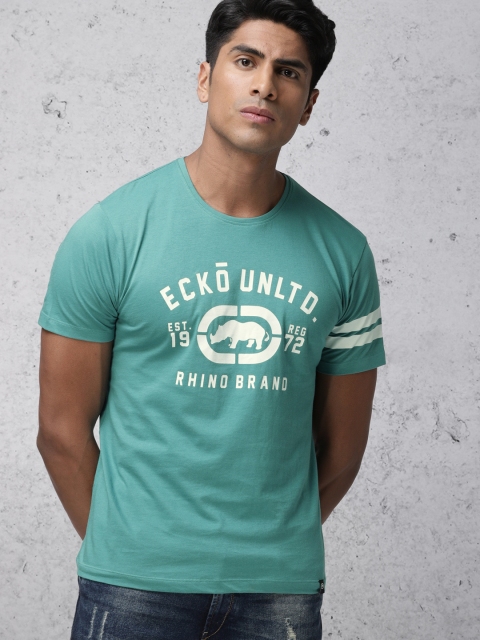 

Ecko Unltd Men Green Printed Round Neck T-shirt