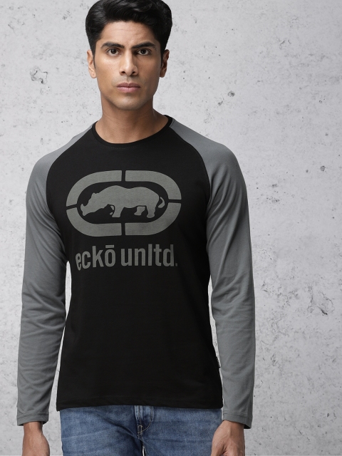 

Ecko Unltd Men Black Solid Round Neck T-shirt