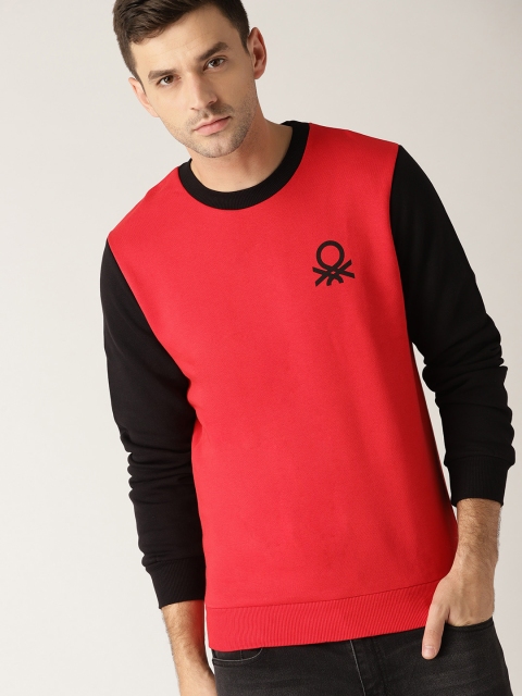 

United Colors of Benetton Men Red Solid Sweatshirt