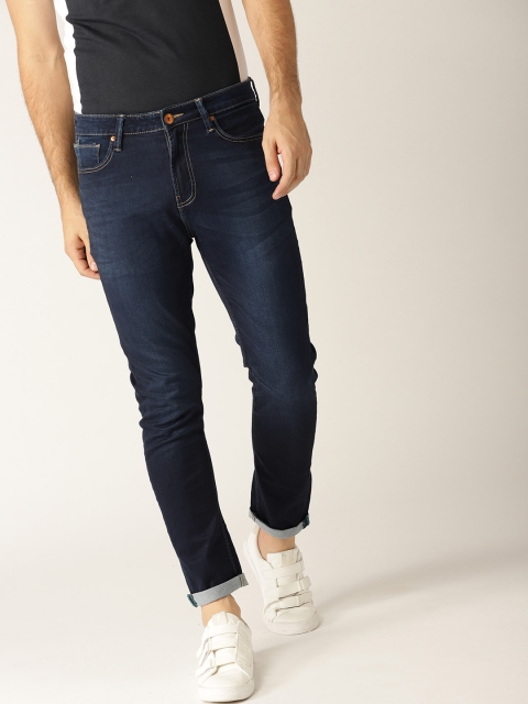 

United Colors of Benetton Men Navy Carrot Fit Mid-Rise Clean Look Stretchable Jeans, Navy blue