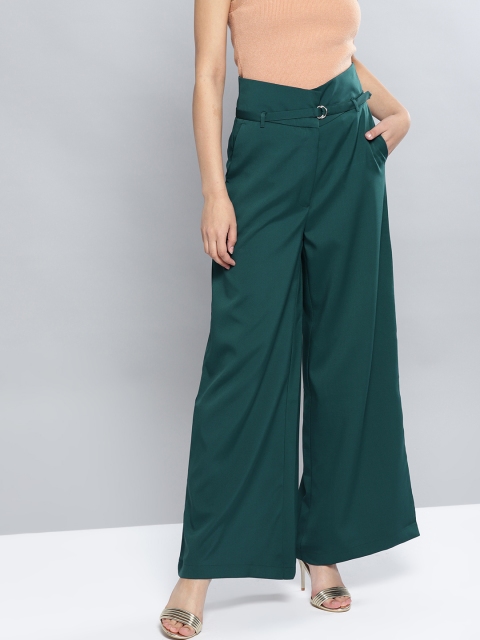 

Harpa Women Green Regular Fit Solid Trousers