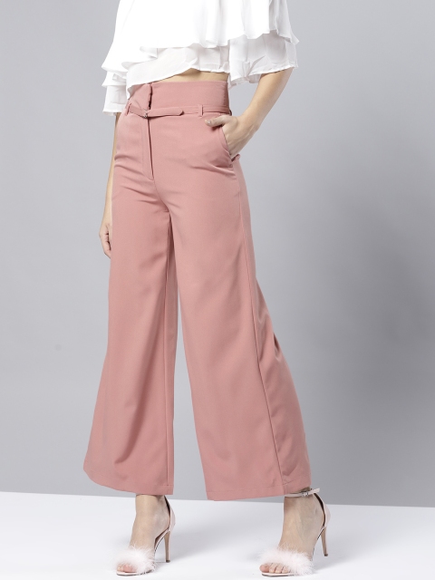 

Harpa Women Pink Regular Fit Solid Parallel Trousers