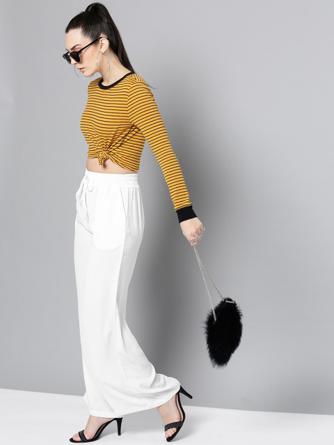

Harpa Women White Wide Leg Solid Palazzos