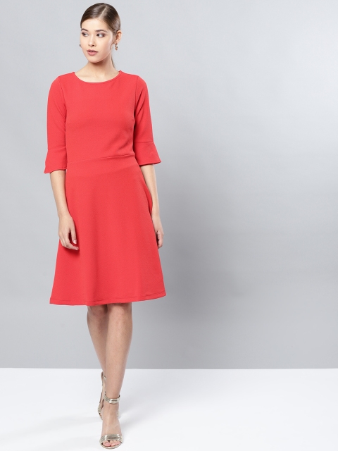 

Harpa Women Red Solid A-Line Dress