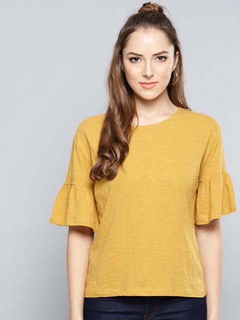 

Harpa Women Mustard Yellow Solid Top