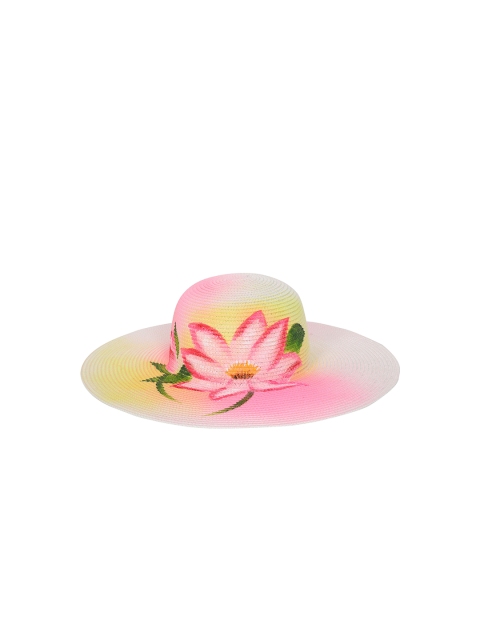 

FabSeasons Women White & Pink Printed Sun Hat