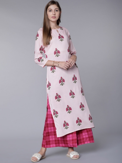 

Vishudh Women Pink Printed Kurta with Palazzos