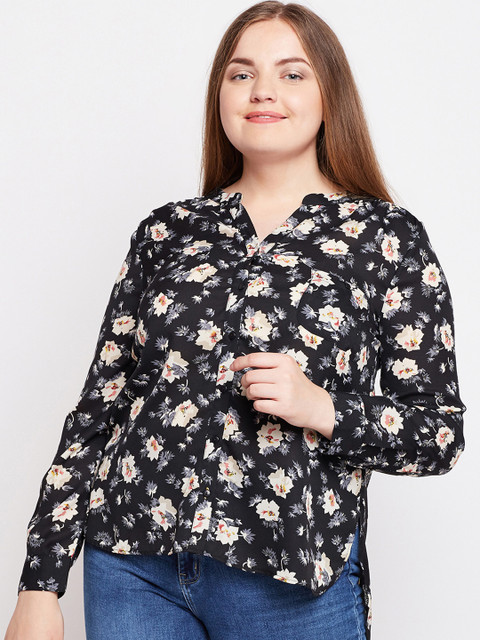 

Oxolloxo Women Black Printed High-Low Top
