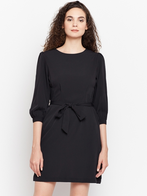 

Oxolloxo Women Black Solid A-Line Dress