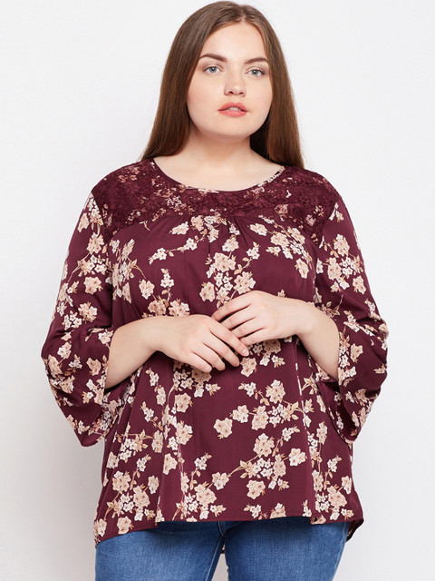 

Oxolloxo Women Maroon Printed A-Line Top