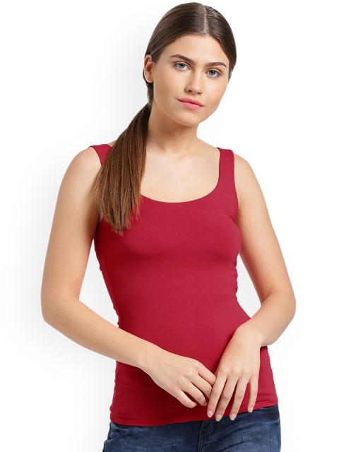 Zink London Women Red Solid Tank Top
