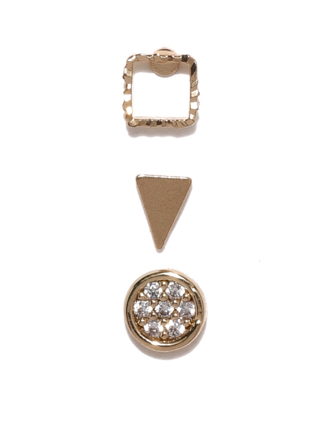 

Accessorize Gold-Toned Set of 3 Embellished Geometric Studs