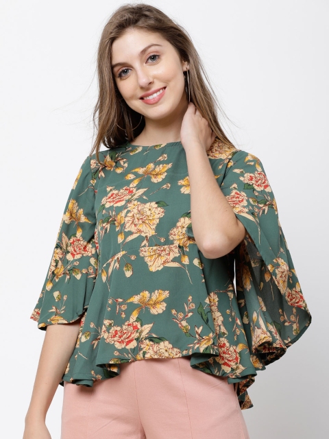 

Tokyo Talkies Women Green Printed A-Line Top