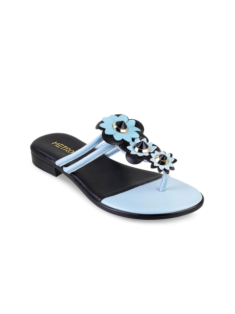 

Metro Women Blue & Black Applique Open Toe Flats