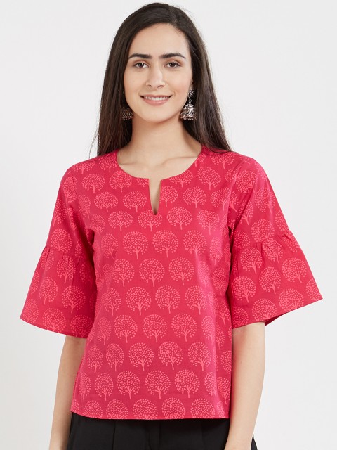 

Desi Weavess Women Pink Printed Top