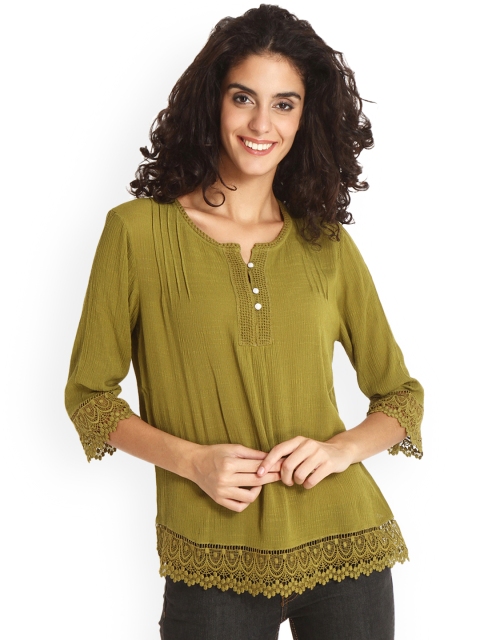 

Gipsy Women Olive Green Solid Top