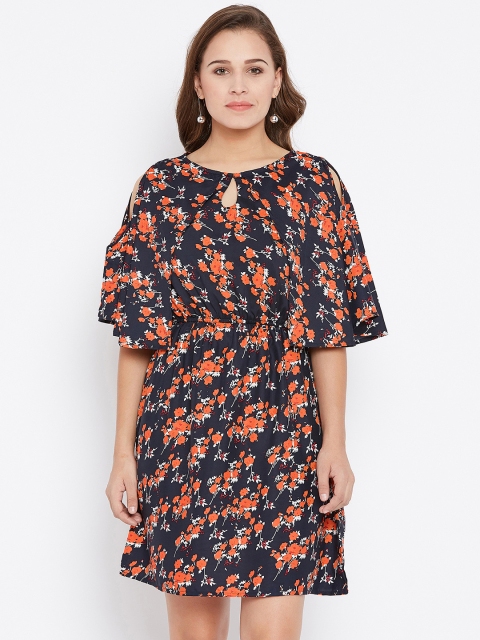 

AASK Women Black Printed Fit and Flare Dress