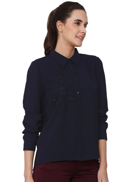 

Vero Moda Women Navy Blue Embroidered Casual Shirt