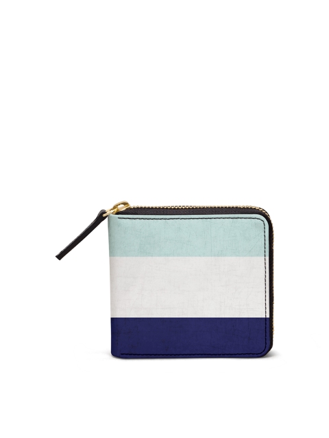 

DailyObjects Women Blue & White Striped Zip Around Wallet
