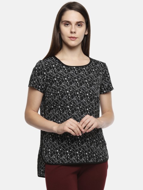 

Annabelle by Pantaloons Women Black Printed High-Low Top