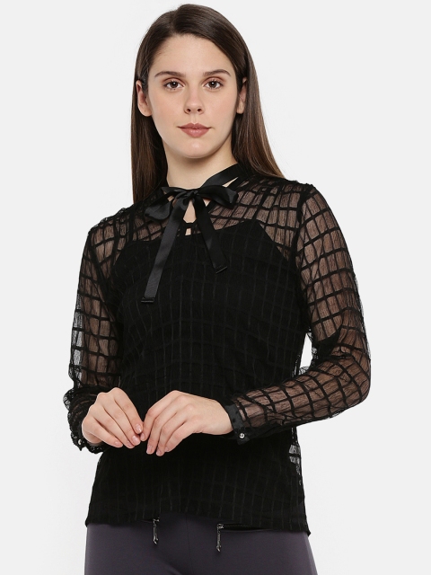 

Annabelle by Pantaloons Women Black Self Design Top
