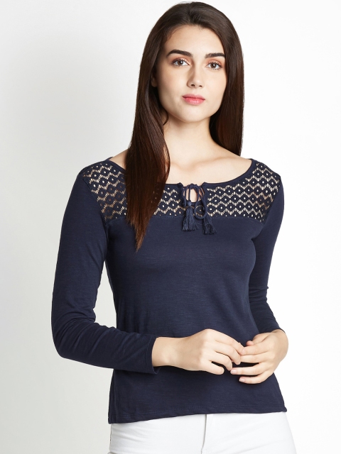 

Honey by Pantaloons Women Navy Blue Solid Top