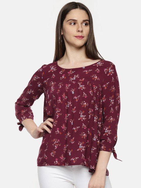 

Honey by Pantaloons Women Maroon Printed Top