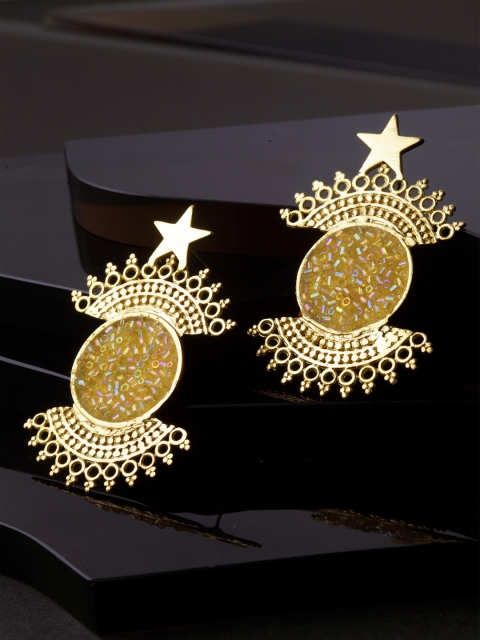 

DIVA WALK Gold-Toned Contemporary Drop Earrings