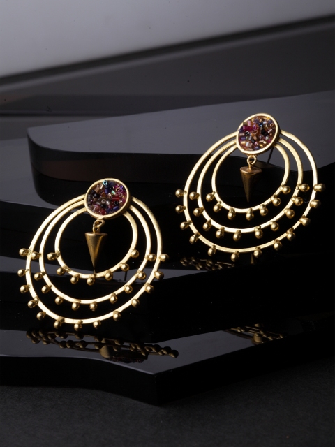 

DIVA WALK Gold-Toned Circular Drop Earrings