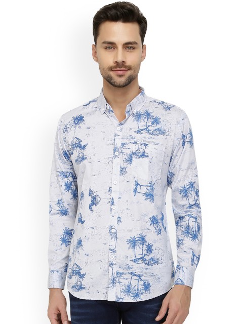 

Nick&Jess Men Blue Slim Fit Printed Casual Shirt