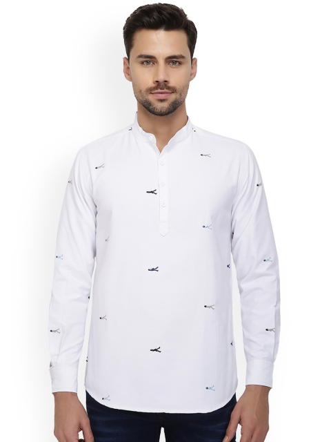 

Nick&Jess Men White Slim Fit Self Design Casual Shirt