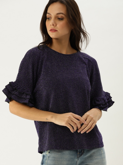 

United Colors of Benetton Women Blue Self Design Top