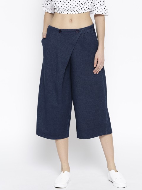 

United Colors of Benetton Women Navy Blue Solid Culottes