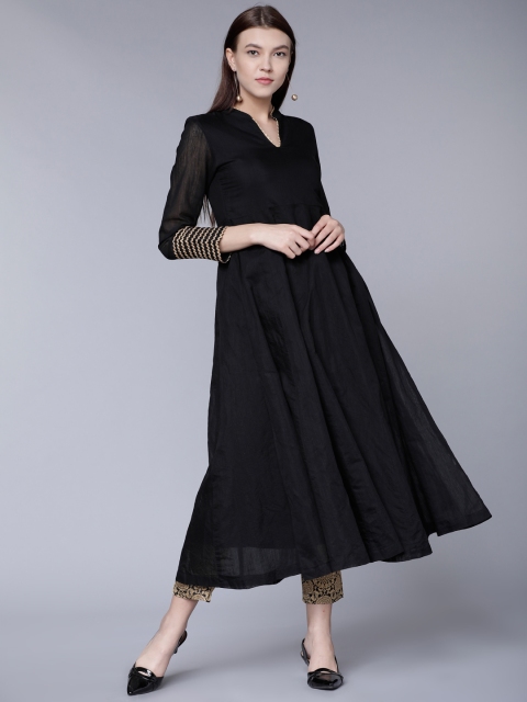 

Vishudh Women Black Solid Anarkali Kurta