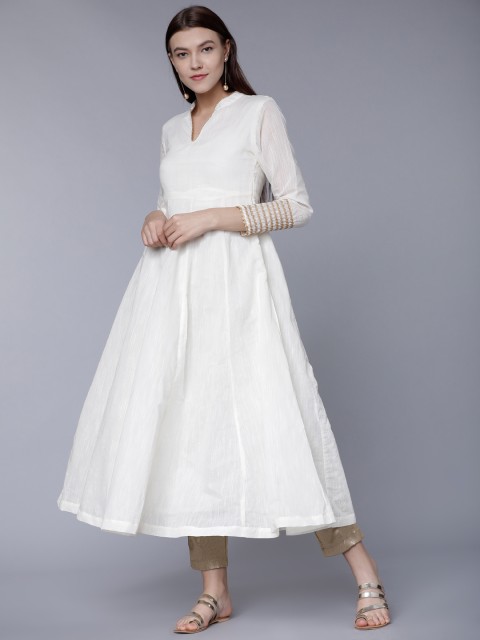 

Vishudh Women Off-White Solid Anarkali Kurta