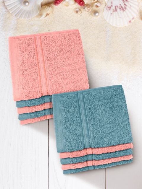 

Swiss Republic Essential Plus Peach-Coloured & Teal Blue Set of 10 480 GSM Face Towels