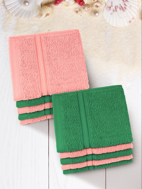

Swiss Republic Green & Peach-Coloured Set of 10 480 GSM Face Towels