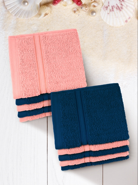 

Swiss Republic Essential Plus Peach-Coloured & Navy Blue Set of 10 480 GSM Face Towels