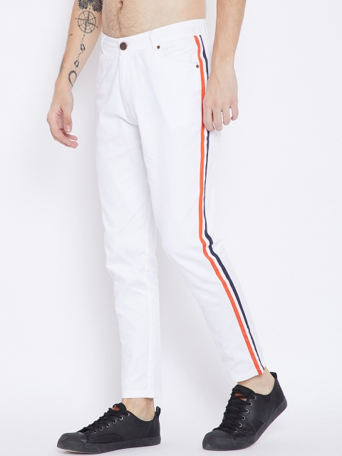 

FUGAZEE Men White Tapered Fit Solid Regular Trousers