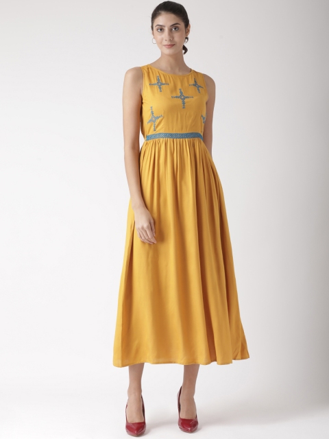 

The Vanca Women Yellow Solid Maxi Dress